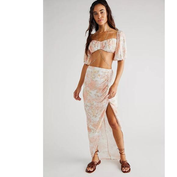 New Free People RUMER Isola Set $488 XL-US 10  Pink Floral ON/OFF THE SHOULDER - Picture 1 of 10